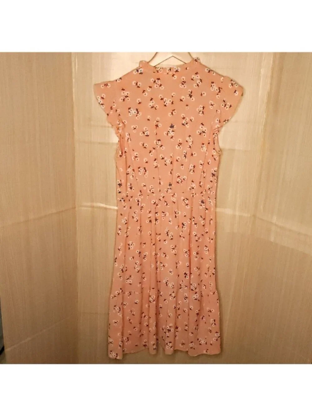 Monteau Girls Orange Floral Short Sleeve Midi Dress Large